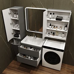 Тумба с раковиной Style Line Бергамо мини 70 антискрейч серый матовый