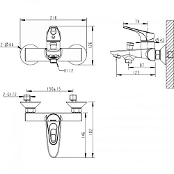Смеситель для ванны с душем Bravat Drop-D F648162C-B-RUS хром