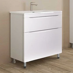 Тумба с раковиной Style Line Бергамо мини 60 напольная, антискрейч белый матовый