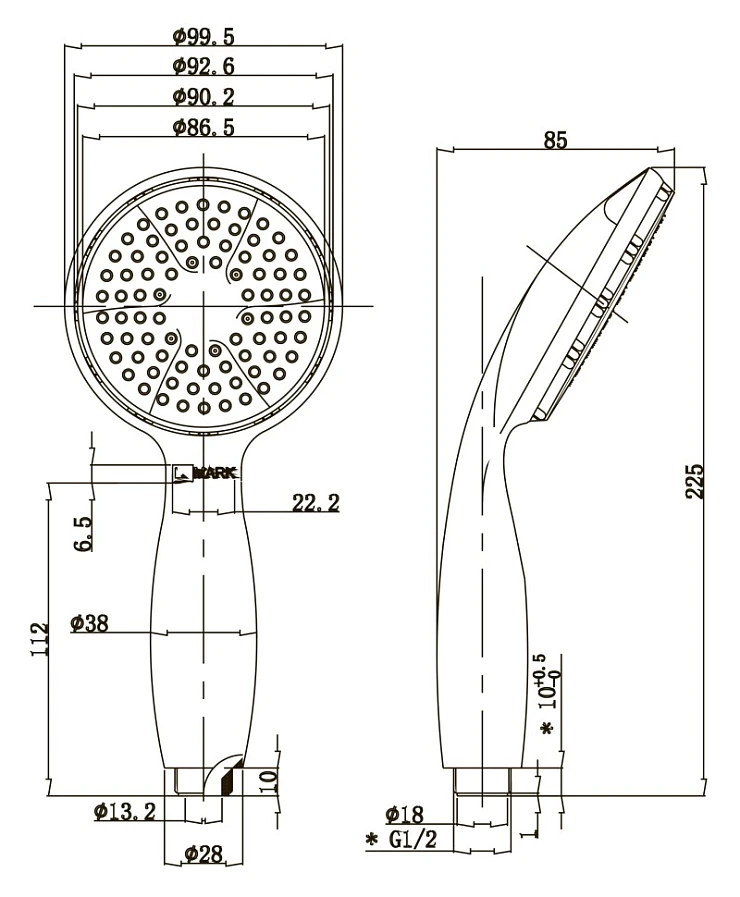 Душевая лейка Lemark Люкс LM8001C пластик, хром