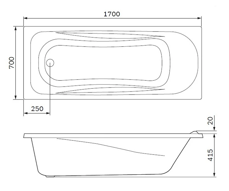 Акриловая ванна AM.PM Sense 170x70 W76A-170-070W-A белая глянцевая