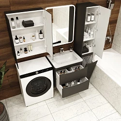 Тумба с раковиной Style Line Бергамо мини 60 антискрейч черный матовый