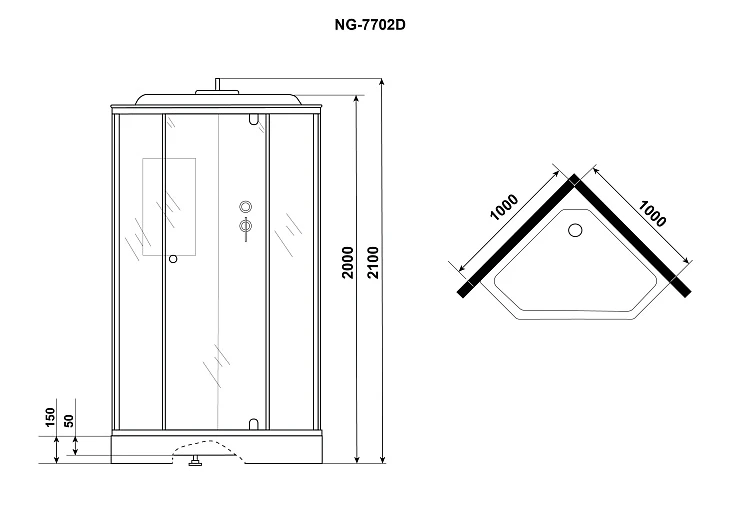 Душевая кабина Niagara Luxe 100x100см NG-7702DM профиль серебро