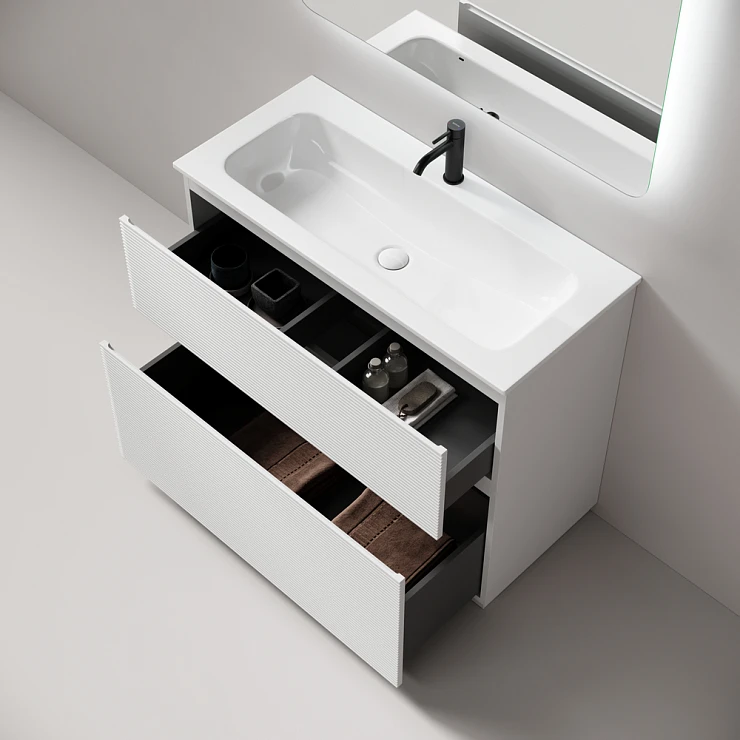 Тумба с раковиной Sancos Folk Floor 100 напольная, Bianco
