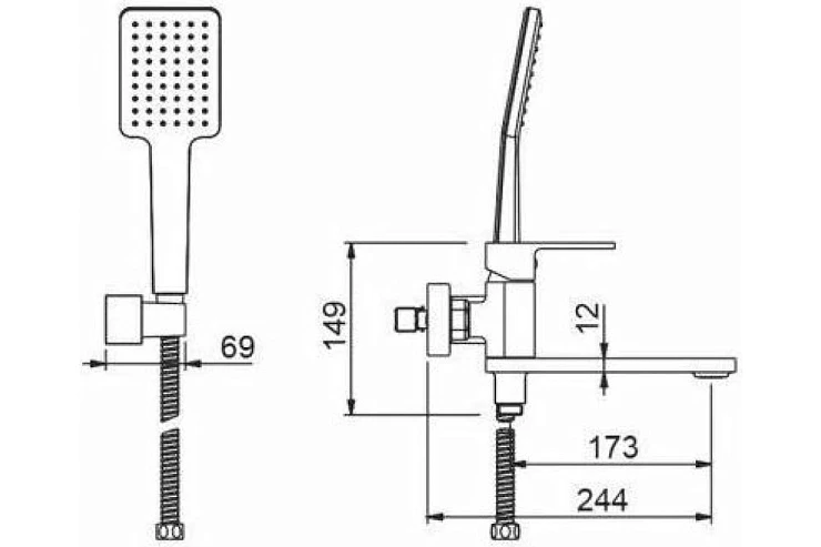 Смеситель для ванны с душем Gappo G3283 хром