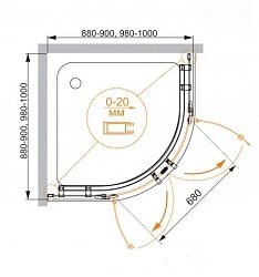 Душевой уголок Cezares Bergamo 100x100см BERGAMO-W-R-2-100-ARCO-C-Cr-IV хром, стекло прозрачное