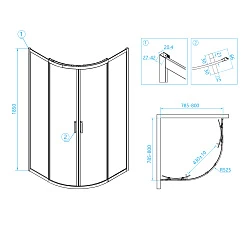 Душевой уголок RGW Classic CL-53B 80x80см 06095388-14 профиль черный, стекло прозрачное