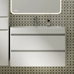 Тумба с раковиной Style Line Атлантика 90 антискрейч белый матовый