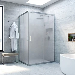 Душевой уголок Vegas Glass ZA-F Novo h2000 120*100 07 10 профиль матовый хром, стекло сатин