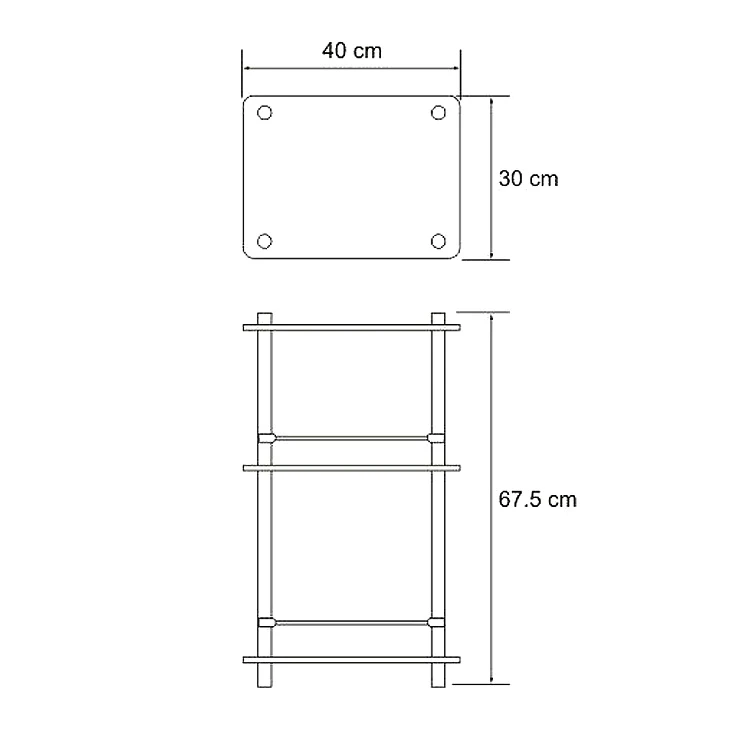 Полка-стелаж Wasserkraft K-4033 3-ярусная, хром