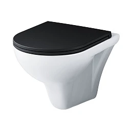 Унитаз подвесной AM.PM Gem C901700SCmb с черной крышкой, белый