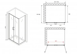 Душевой уголок ABBER Sonnenstrand 100x75см AG04100BC-S75B профиль черный, стекло прозрачное