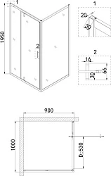 Душевой уголок Niagara Nova 100x90см NG-83-10AB-A90B профиль черный, стекло прозрачное
