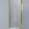 Душевая дверь в нишу Cezares 80см GIUBILEO-80-CP-G-L профиль золото, стекло прозрачное с узором