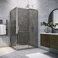 Душевой уголок Vegas Glass ZP+ZPV TUR NOVO 120*90 08 07 хром глянцевый, стекло графит