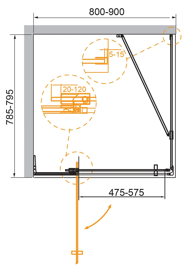 Душевой уголок Cezares Slider 90x79,5см SLIDER-AH-1-80-80/90-C-Cr профиль хром, стекло прозрачное