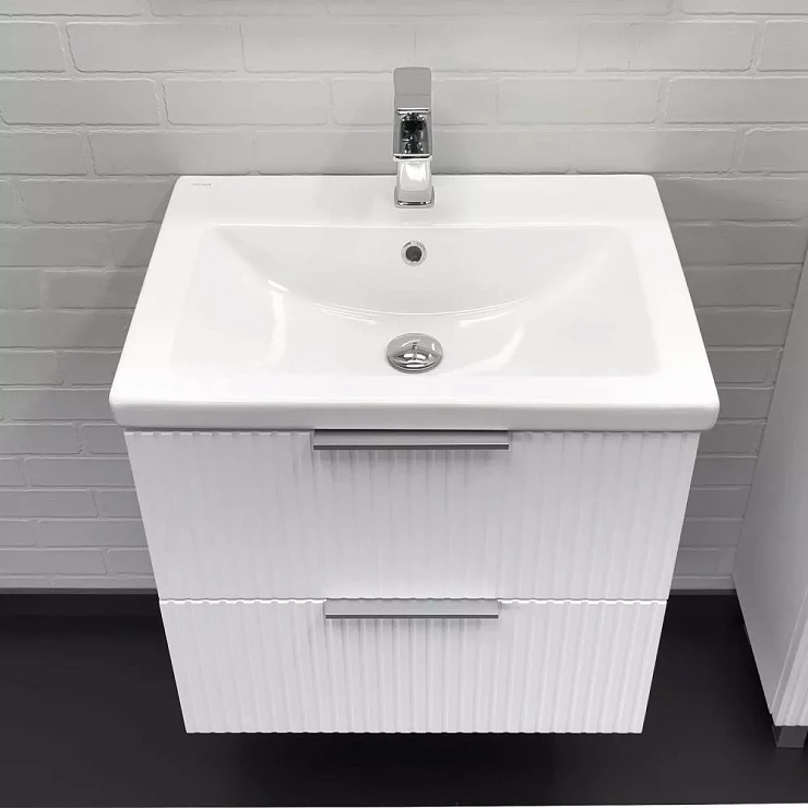 Тумба с раковиной Comforty Лима 60П2 белая матовая (раковина Como 60)