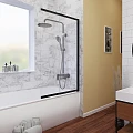 Шторка на ванну Wasserkraft Dill 80x140см 61S02-80 профиль черный, стекло прозрачное