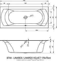 Акриловая ванна Riho Linares 170x75 Plug & Play B141011005 левая, белая глянцевая