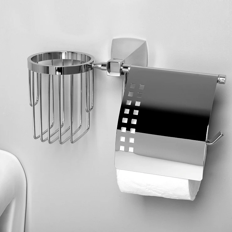 Держатель туалетной бумаги Wasserkraft Wern K-2559 с держателем для освежителя, с крышкой, хром