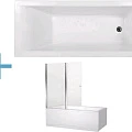 Акриловая ванна Aquanet Bright 180x80 со шторкой Aquanet Alfa 4 NF6222-pivot 232987 + 196049 белая