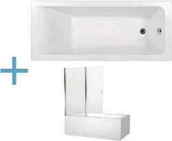 Акриловая ванна Aquanet Bright 180x80 со шторкой Aquanet Alfa 4 NF6222-pivot 232987 + 196049 белая