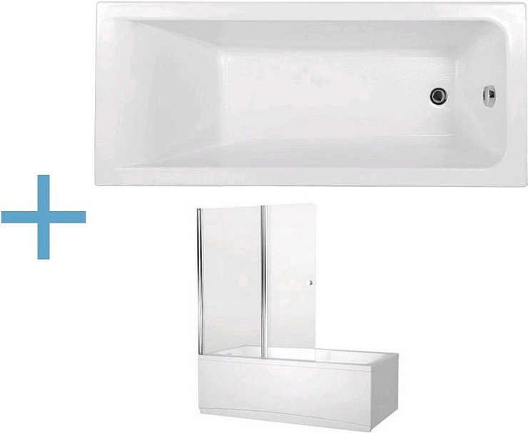 Акриловая ванна Aquanet Bright 180x80 со шторкой Aquanet Alfa 4 NF6222-pivot 232987 + 196049 белая