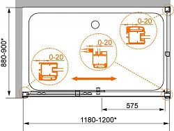 Душевой уголок Cezares Anima 120x90см ANIMA-W-AH-1-120/90-P-Cr профиль хром, стекло рифленое