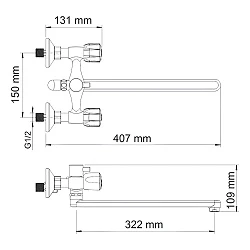 Смеситель для ванны с душем Wasserkraft Amper 2902L хром