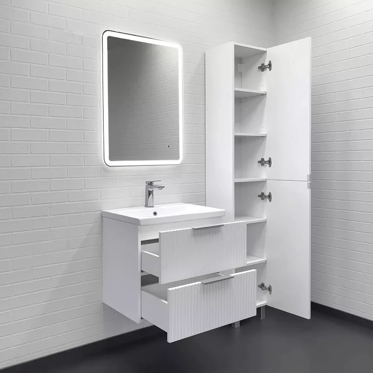 Тумба с раковиной Comforty Лима 60П2 белая матовая (раковина Como 60)