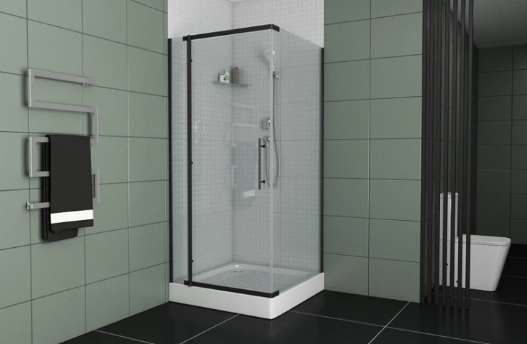 Душевой уголок Bravat Blackline 90x90см BS090.3113A профиль черный, стекло прозрачное