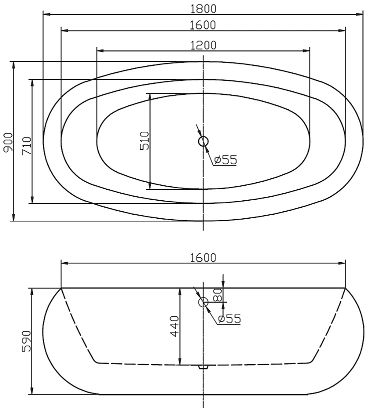 Акриловая ванна BelBagno 180x90 BB18 белая