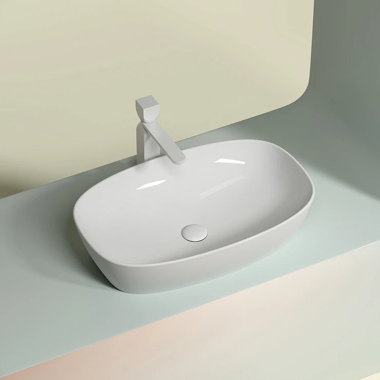 Раковина накладная Ceramica nova Element 600*380*138мм CN6049 белая глянец