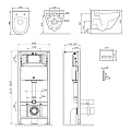 Инсталляция с унитазом и клавишей AM.PM Spirit 2.0 IS450A38.701700 белый, синий, черный