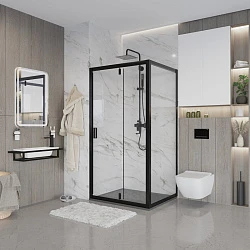 Душевой уголок Niagara Nova 90x90см NG-83-9AB-A90B профиль черный, стекло прозрачное