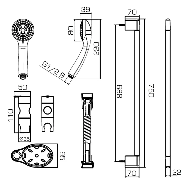 Душевая штанга Bravat Eco D152CP-1A-RUS хром