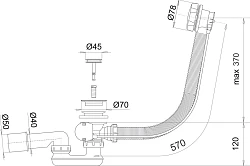 Слив-перелив для ванны Астра-Форм V55R 08010005 хром