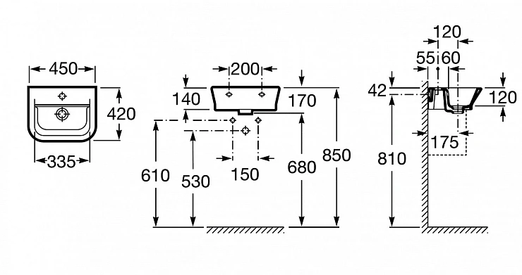 Раковина подвесная Roca Gap 327477000 белая глянцевая