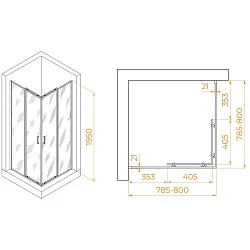 Душевой уголок RGW Passage PA-030B 80x80 3508103088-24 профиль черный матовый, стекло сатин