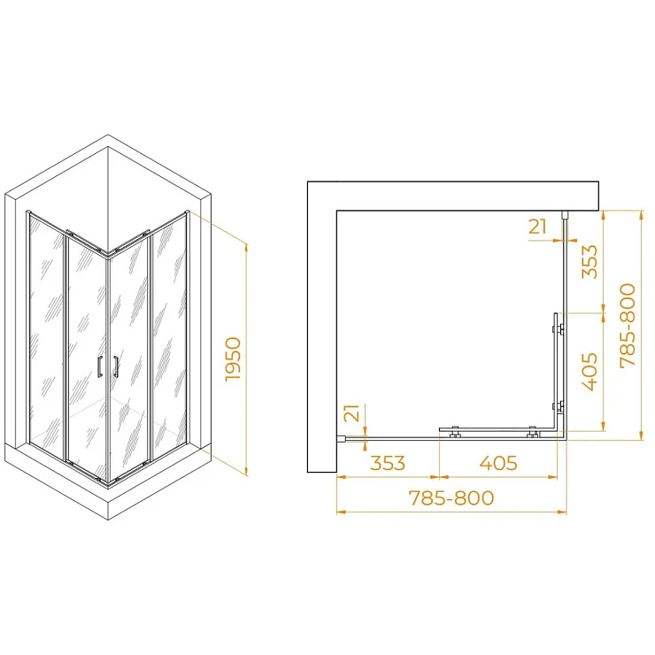 Душевой уголок RGW Passage PA-030B 80x80 3508103088-24 профиль черный матовый, стекло сатин