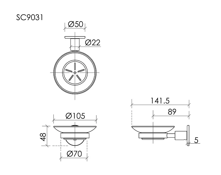 Мыльница Sancos Base SC9031GG вороненая сталь
