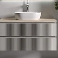 Тумба с раковиной Sancos Snob R 100 с бежевой столешницей, бежевая