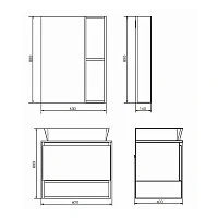 Тумба с раковиной Comforty Прага-60 00-00014535CF дуб белый, с графитовой столешницей