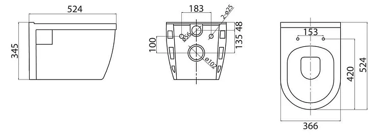 Чаша для унитаза подвесного BelBagno LOTO BB070CHR