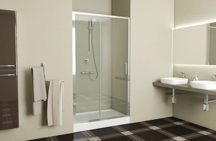Душевая дверь в нишу Bravat Line 120x200см BD120.4101A профиль хром, стекло прозрачное
