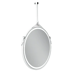 Зеркало для ванной комнаты  SANCOS Dames D650W с подсветкой , ремень из натуральной белой кожи, арт.