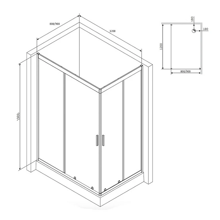 Душевой уголок AM.PM Gem 120x80см W90G-404-120280-MT профиль хром, стекло прозрачное