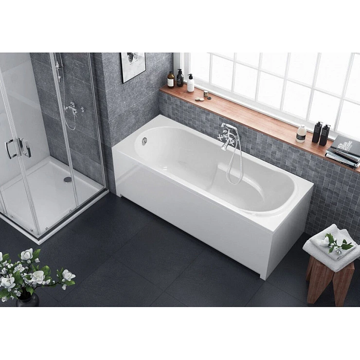 Акриловая ванна BERGES LUMBO 170x75 с каркасом 050006 белая глянцевая