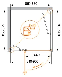 Душевой уголок Cezares Verona 90x90см VERONA-W-A-1-90-P-Cr-L профиль хром, стекло рифленое