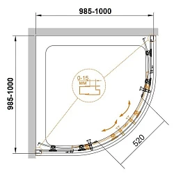 Душевой уголок Cezares Eco 100x100см ECO-O-R-2-100-C-NERO профиль черный, стекло прозрачное